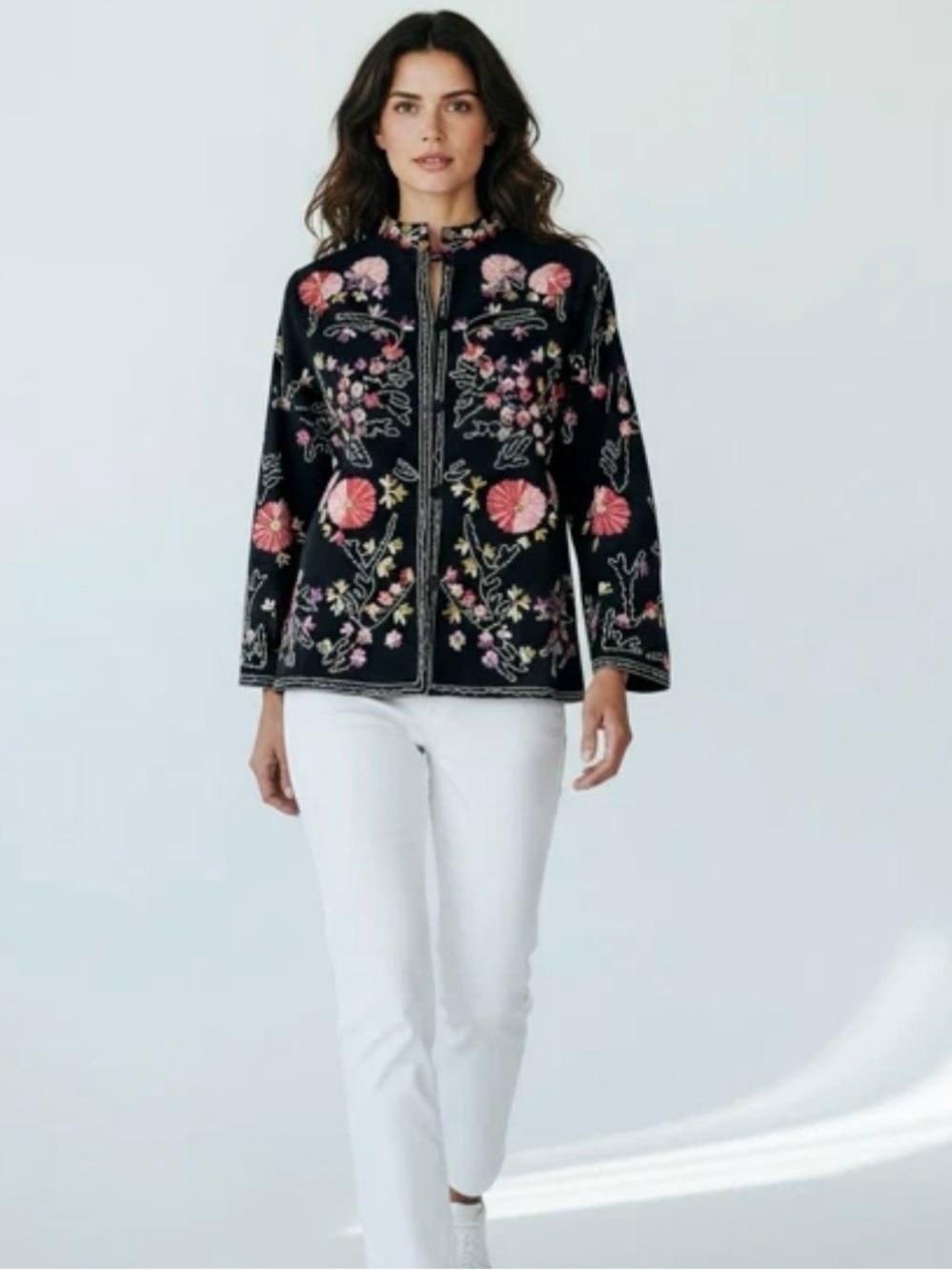 BOSTON PROPER Crewel Embroidered Blazer/Jacket
